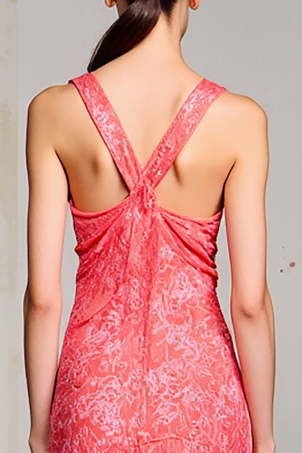 Pink Sheath Ruched Long Wedding Guest Dress sold by Zapaka product image thumbnail 4