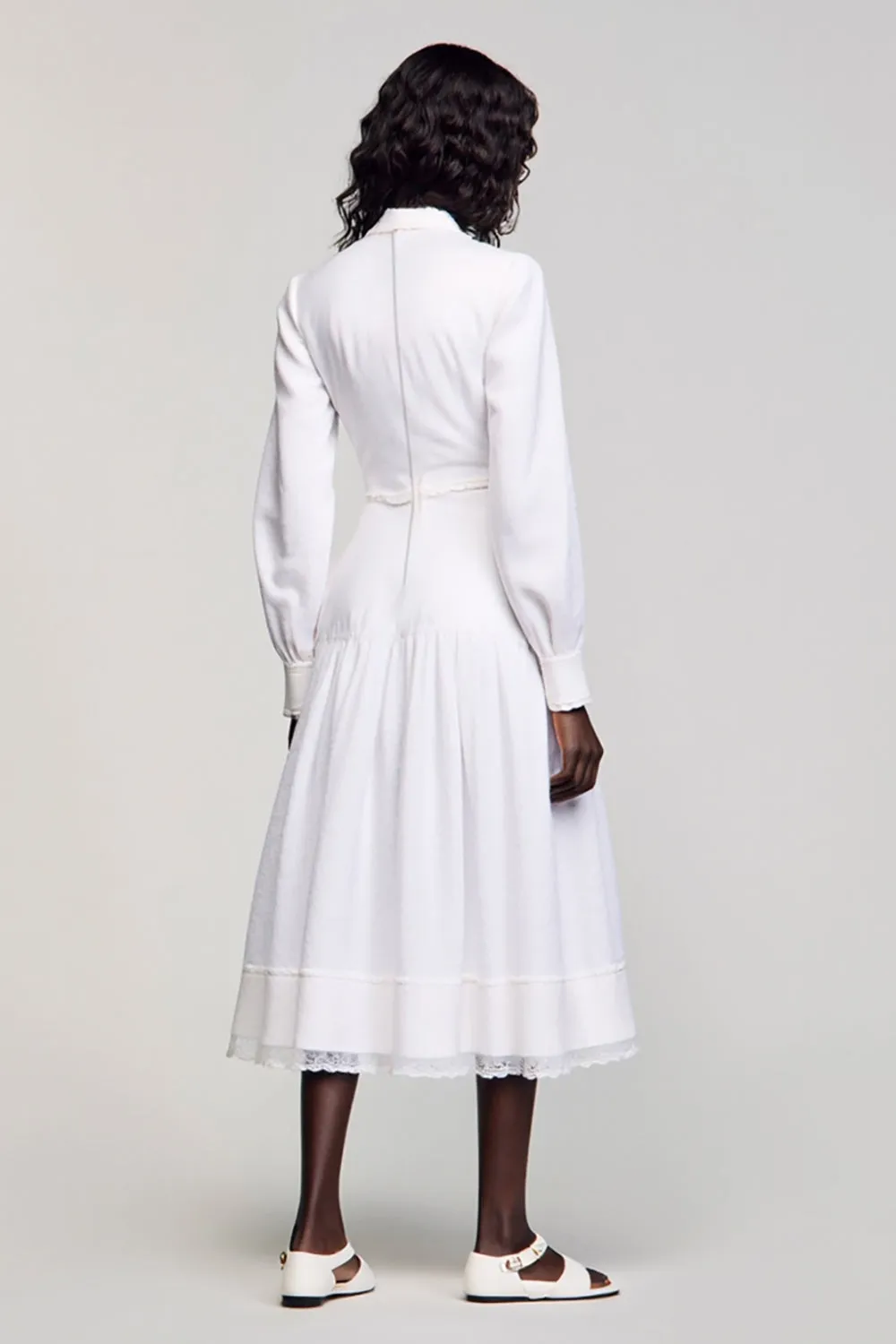 White A Line Long Sleeves Wedding Guest Dress sold by Zapaka product image thumbnail 2
