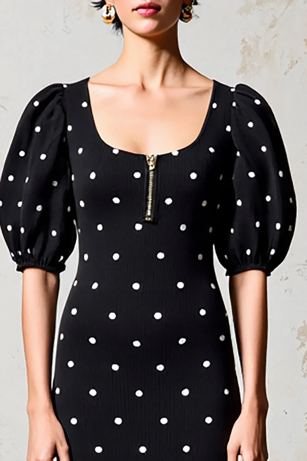 Black Sheath Polka Dot Wedding Guest Dress sold by Zapaka product image thumbnail 3
