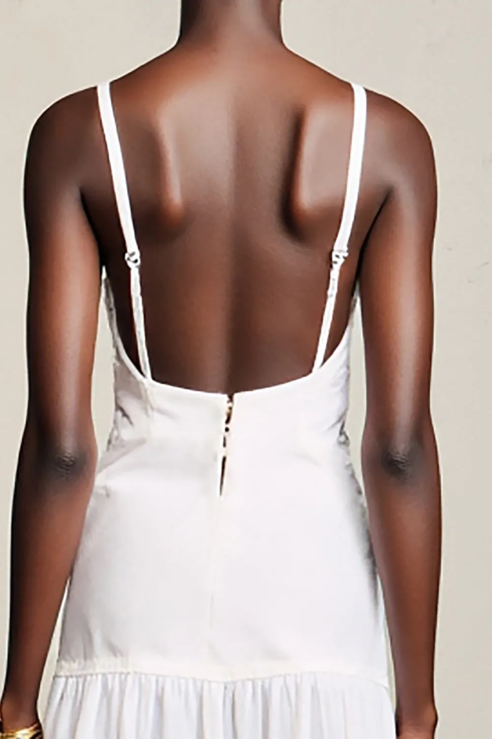 White A Line Midi Wedding Guest Dress with Lace sold by Zapaka product image thumbnail 4