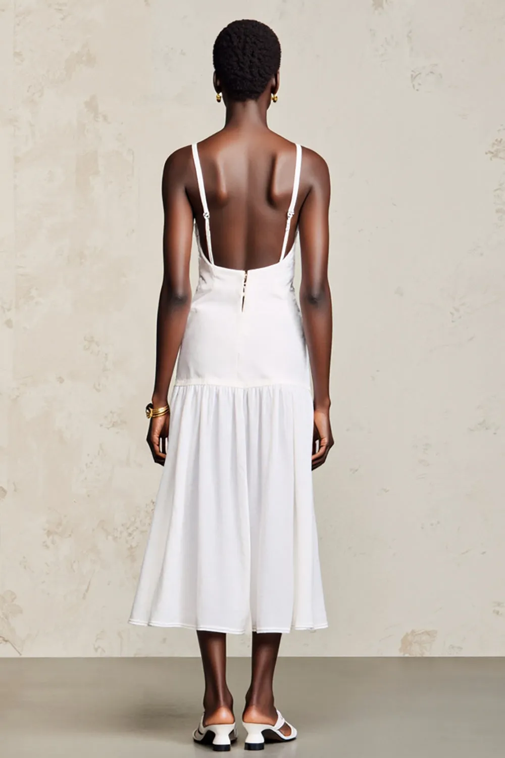 White A Line Midi Wedding Guest Dress with Lace sold by Zapaka product image thumbnail 2