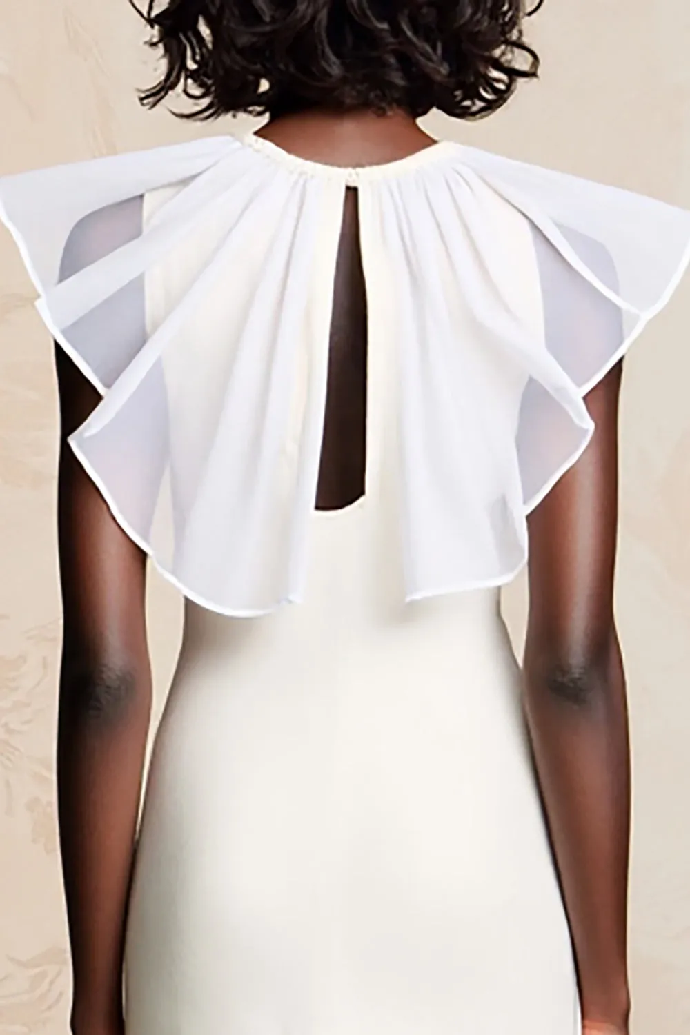 White Tulle Ruffled Long Wedding Guest Dress sold by Zapaka product image thumbnail 4