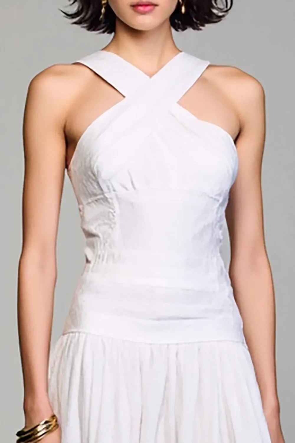 White A Line Midi Wedding Guest Dress sold by Zapaka product image thumbnail 3