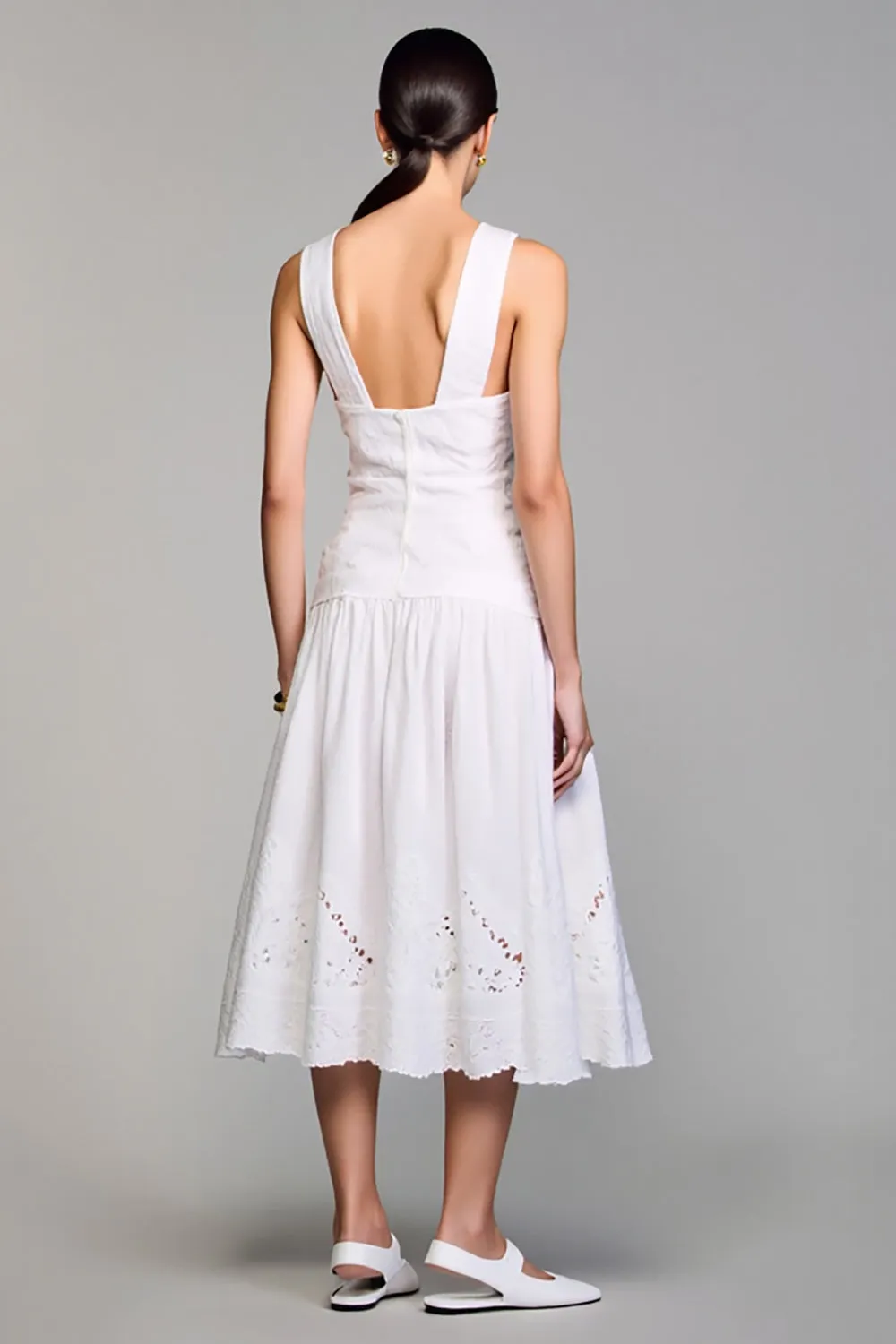 White A Line Midi Wedding Guest Dress sold by Zapaka product image thumbnail 2