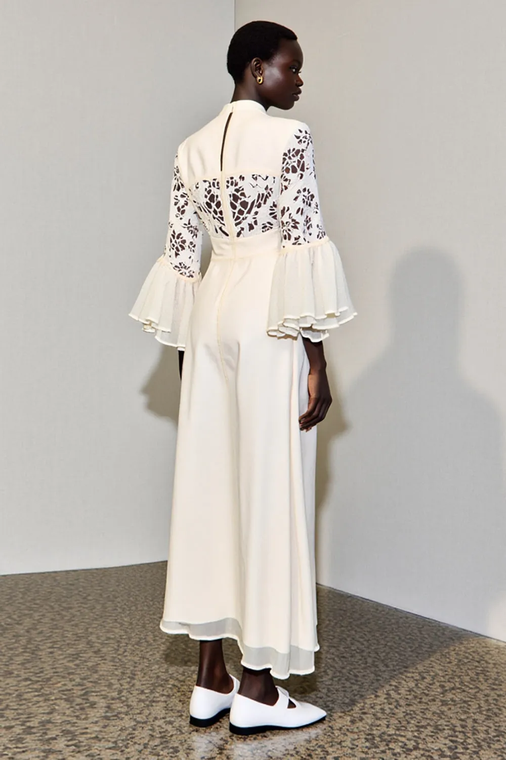 Ivory A Line Long Wedding Guest Dress with Lace sold by Zapaka product image thumbnail 2