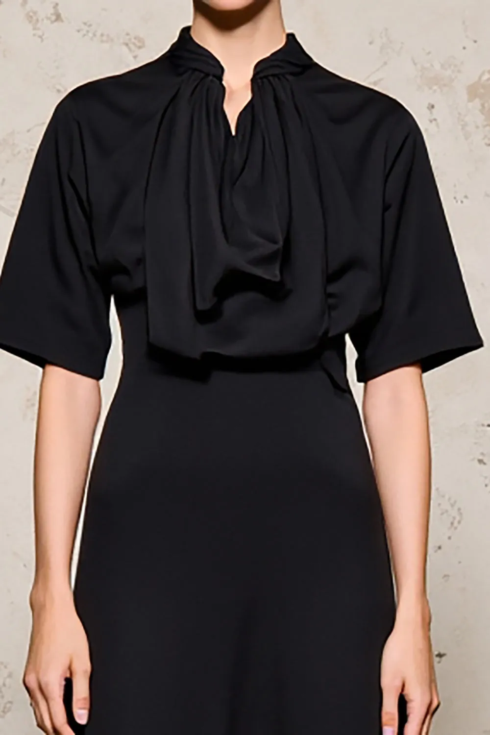 Black A Line Long Satin Wedding Guest Dress sold by Zapaka product image thumbnail 3