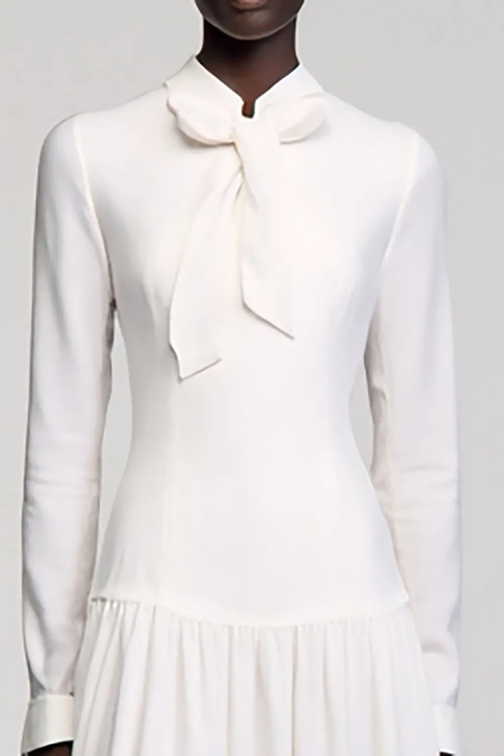 Ivory A Line Ruffled Wedding Guest Dress with Sleeves sold by Zapaka product image thumbnail 3