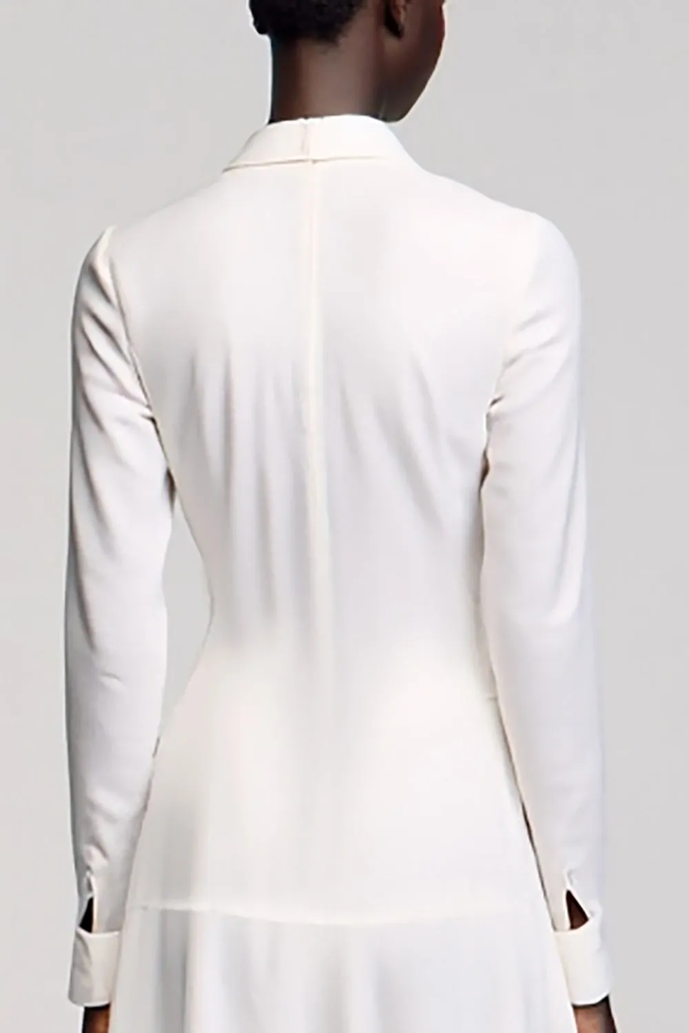 Ivory A Line Ruffled Wedding Guest Dress with Sleeves sold by Zapaka product image thumbnail 4