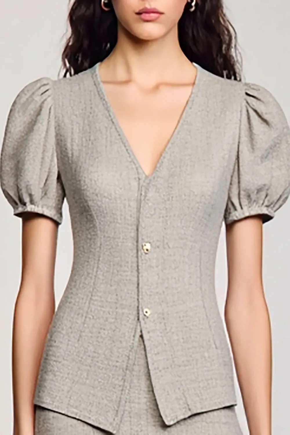 Jersey V Neck Grey Wedding Guest Dress sold by Zapaka product image thumbnail 3