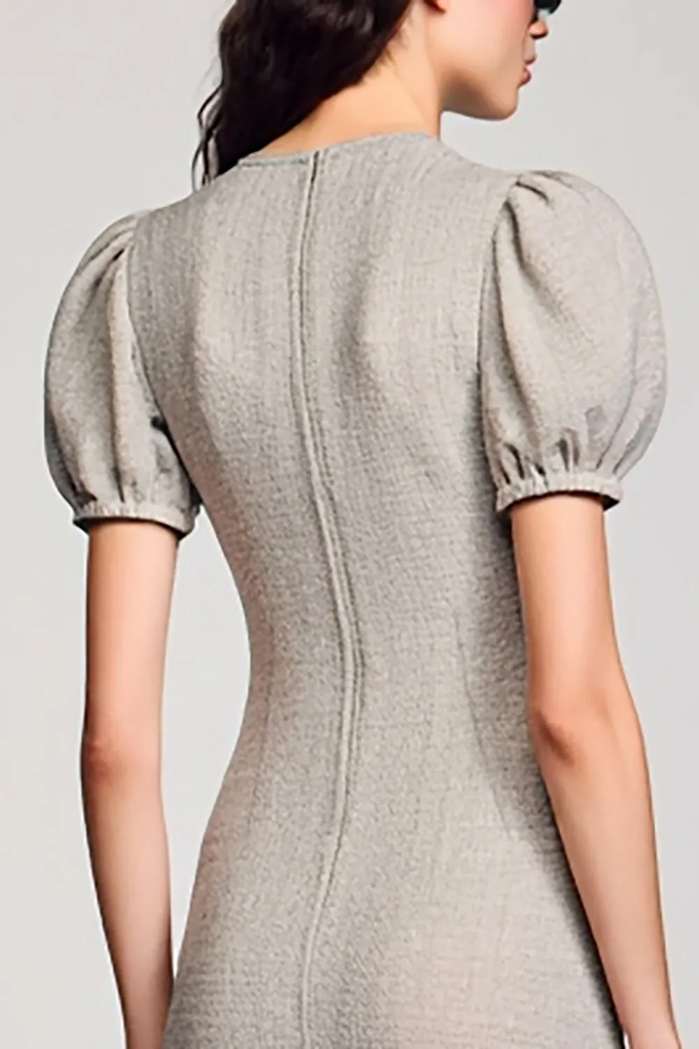 Jersey V Neck Grey Wedding Guest Dress sold by Zapaka product image thumbnail 4