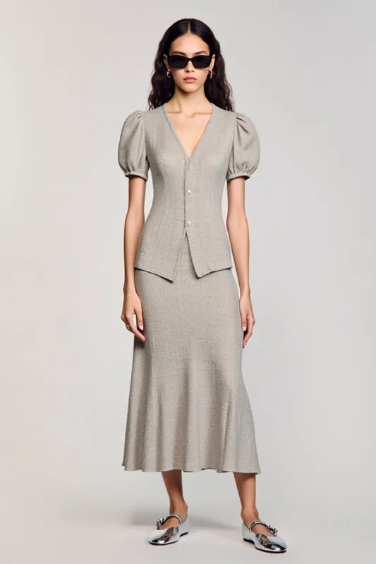 Jersey V Neck Grey Wedding Guest Dress sold by Zapaka