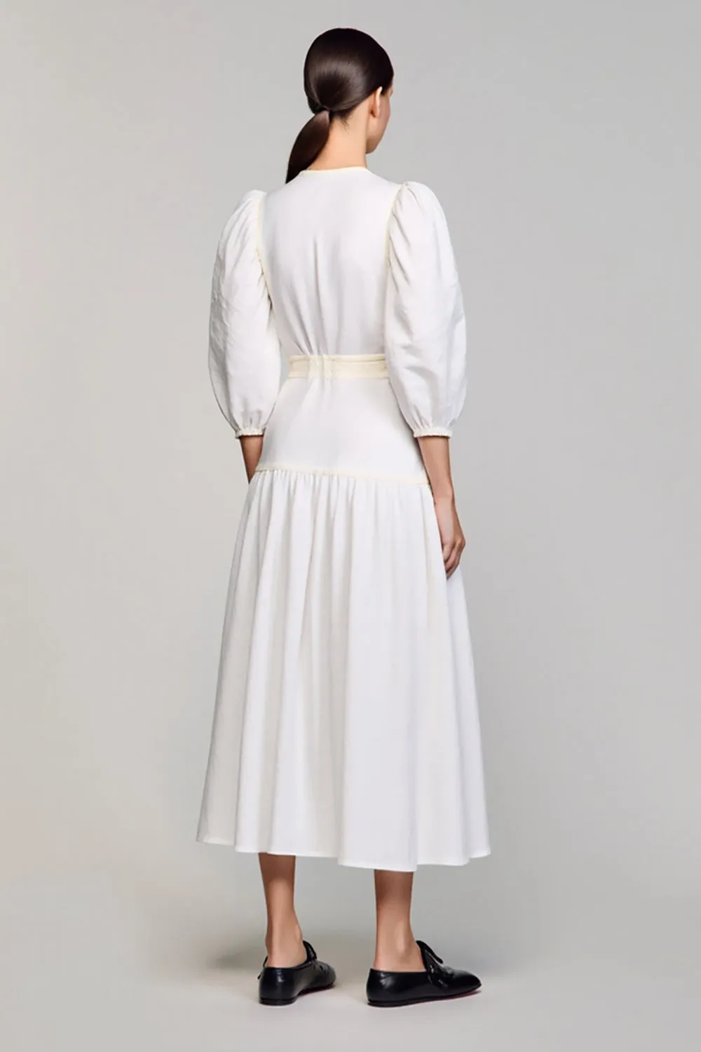 Long Sleeve High Neck White Wedding Guest Dress With Bow sold by Zapaka product image thumbnail 2