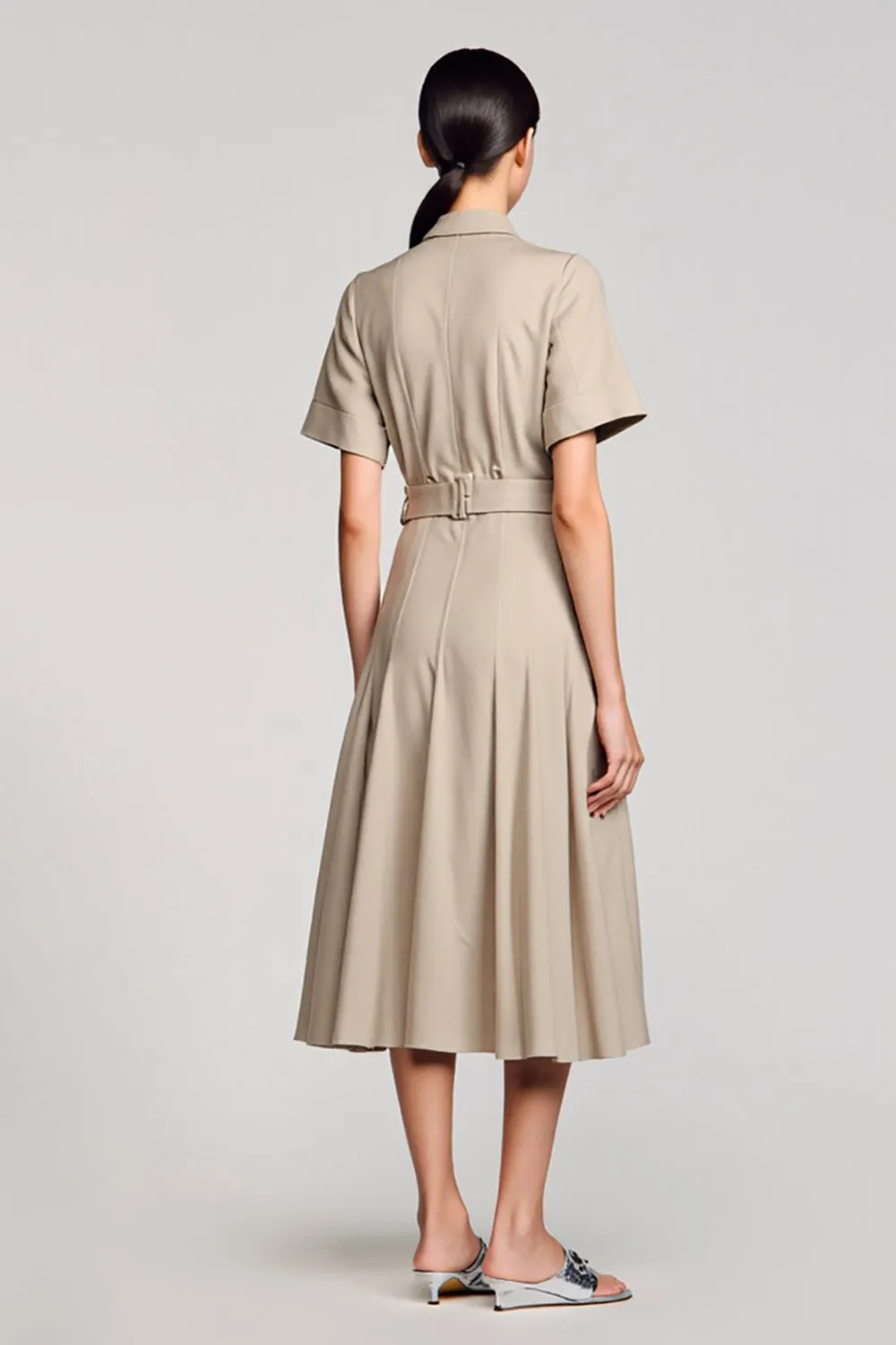 Grey A Line Cut Out Wedding Guest Dress with Belt sold by Zapaka product image thumbnail 2