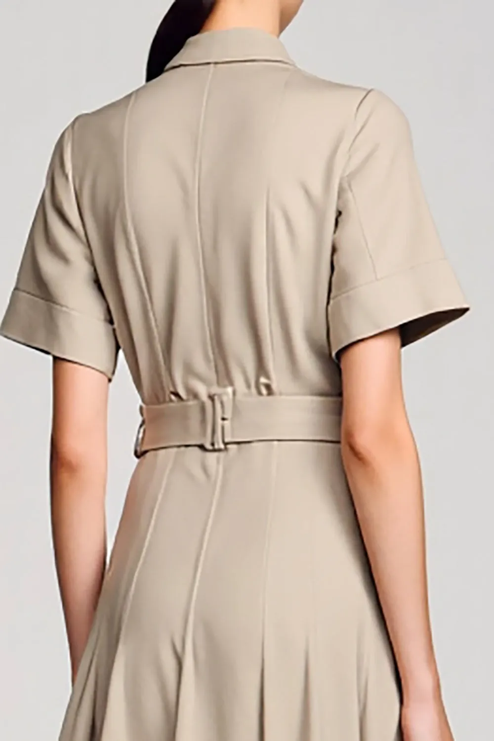 Grey A Line Cut Out Wedding Guest Dress with Belt sold by Zapaka product image thumbnail 4