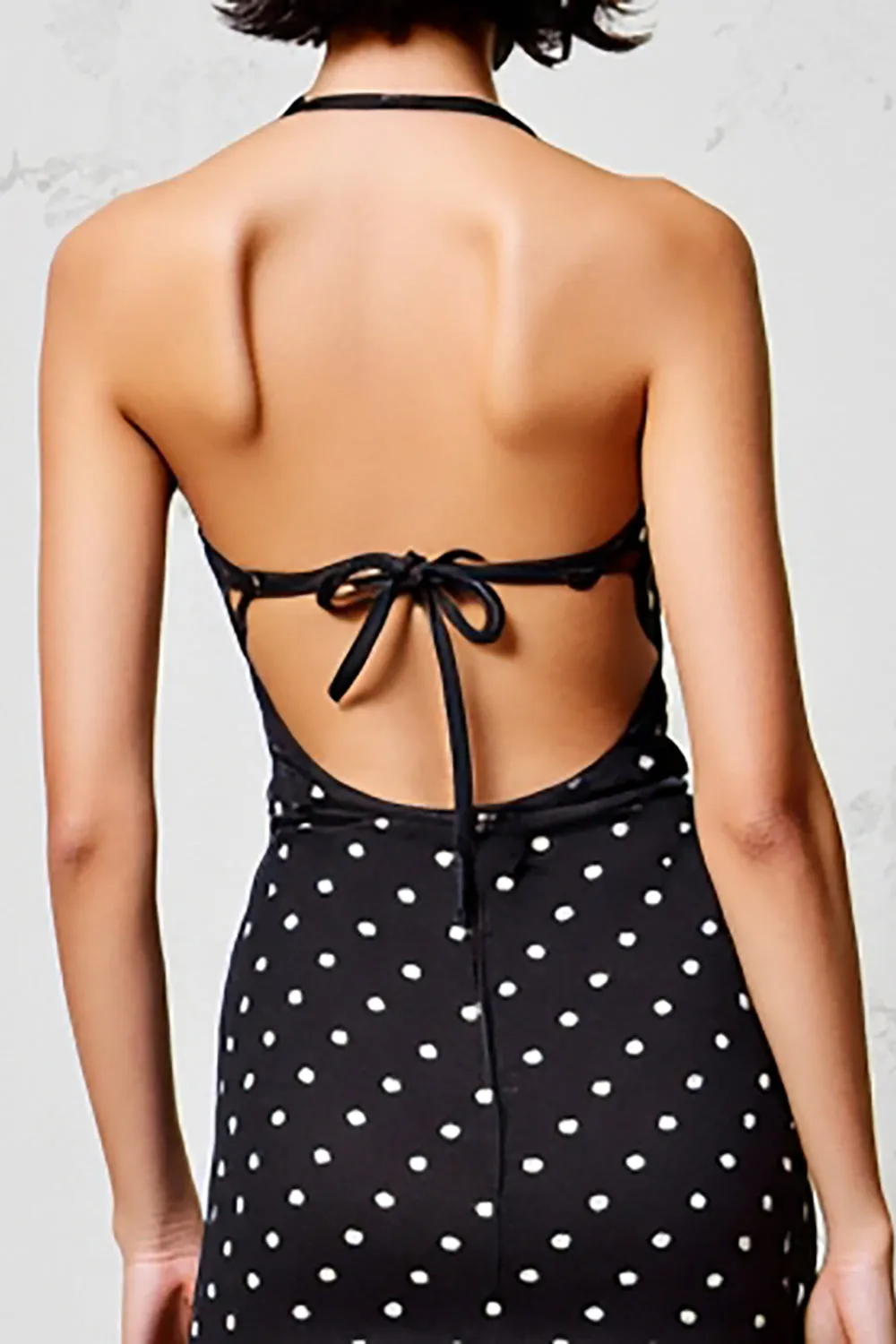Black A Line Polka Dot Spaghetti Straps Wedding Guest Dress sold by Zapaka product image thumbnail 4