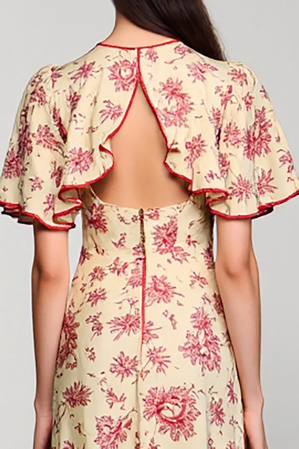 Apricot A Line Satin Backless Wedding Guest Dress sold by Zapaka product image thumbnail 4