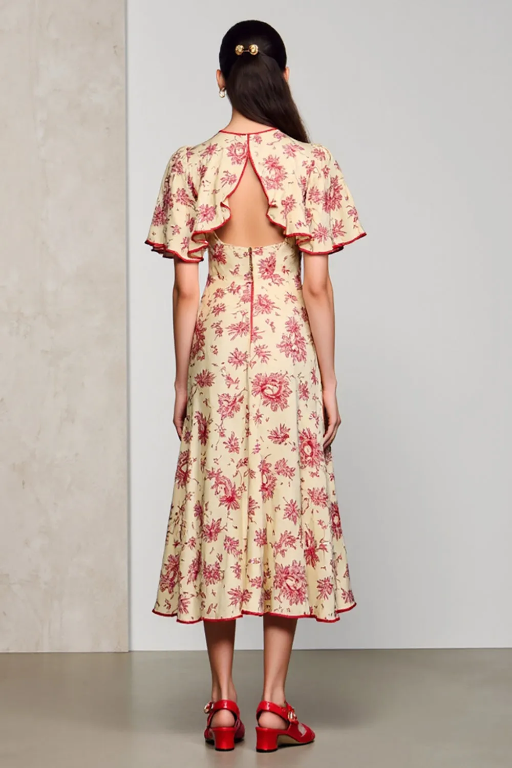 Apricot A Line Satin Backless Wedding Guest Dress sold by Zapaka product image thumbnail 2