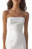Ivory Strapless Stain High-Low Engagement Dress with Ruffles sold by Zapaka