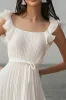 Ivory Scoop A Line Long Engagement Dress with Slit sold by Zapaka