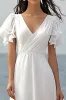 Ivory Chiffon V-Neck Long Engagement Dress with Short Sleeves sold by Zapaka