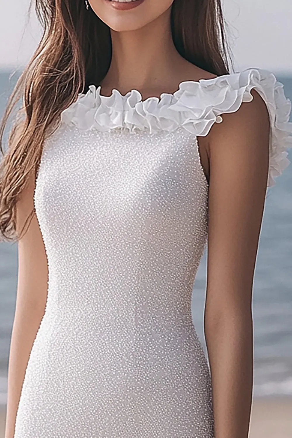 Sparkly Ivory Sequin Bodycon Short Engagement Dress sold by Zapaka product image thumbnail 2