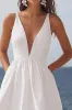 Ivory A Line Deep V-Neck Long Engagement Dress sold by Zapaka