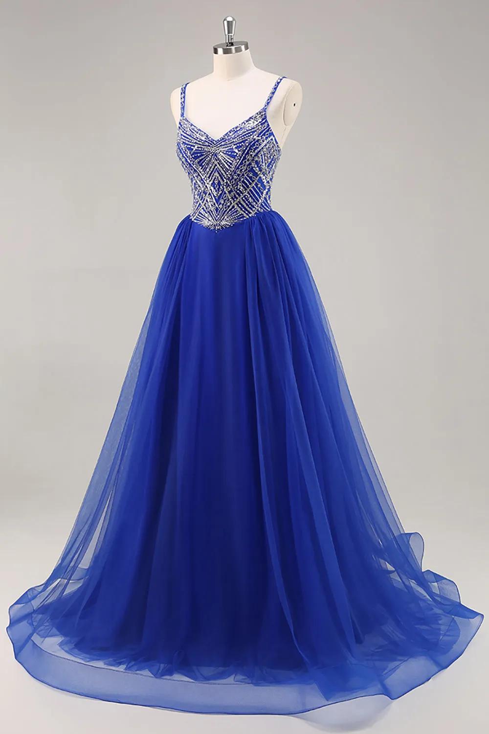 Royal Blue A Line Long Prom Dress with Beadings sold by Zapaka product image thumbnail 3