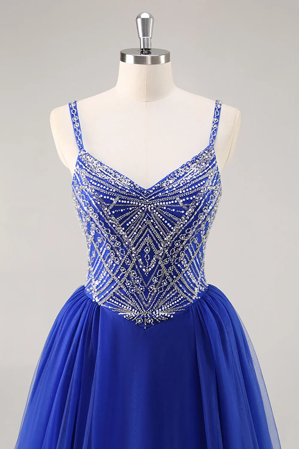 Royal Blue A Line Long Prom Dress with Beadings sold by Zapaka product image thumbnail 4
