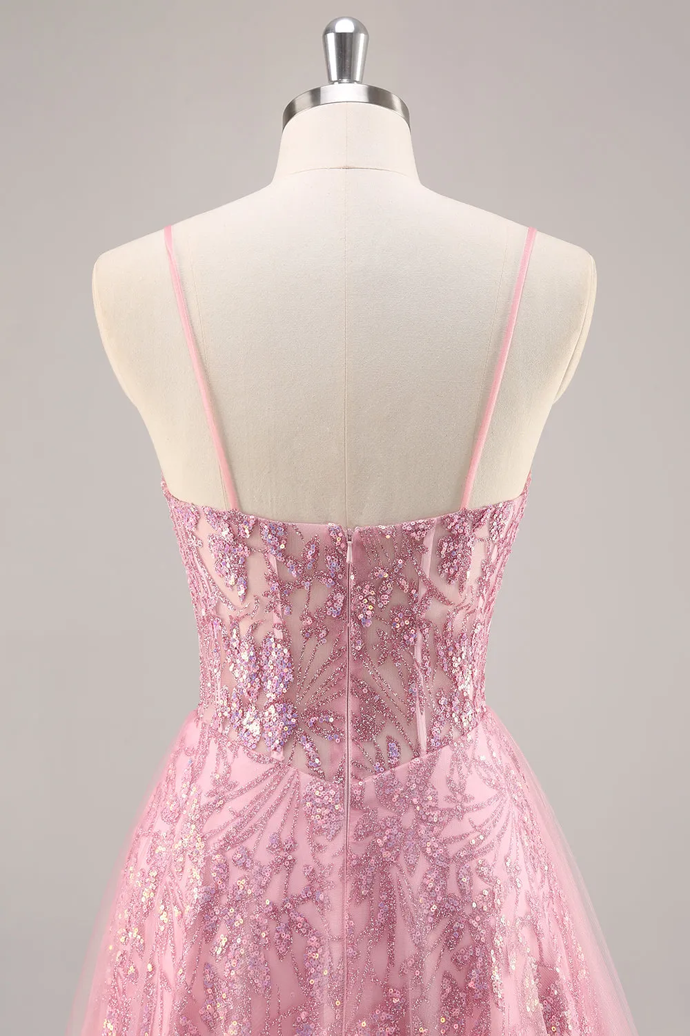 Sparkly Pink Corset A Line Long Prom Dress sold by Zapaka product image thumbnail 5