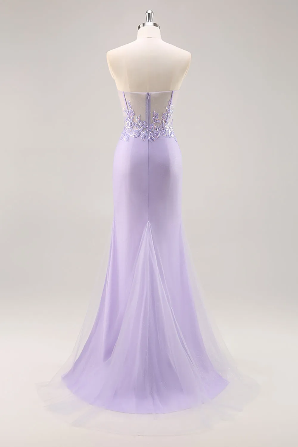 Lilac Strapless Corset Prom Dress with Detachable Overlay sold by Zapaka product image thumbnail 5