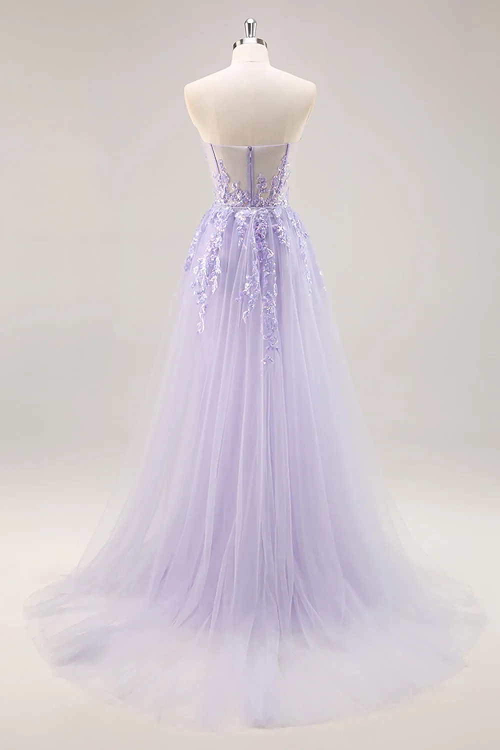 Lilac Strapless Corset Prom Dress with Detachable Overlay sold by Zapaka product image thumbnail 2