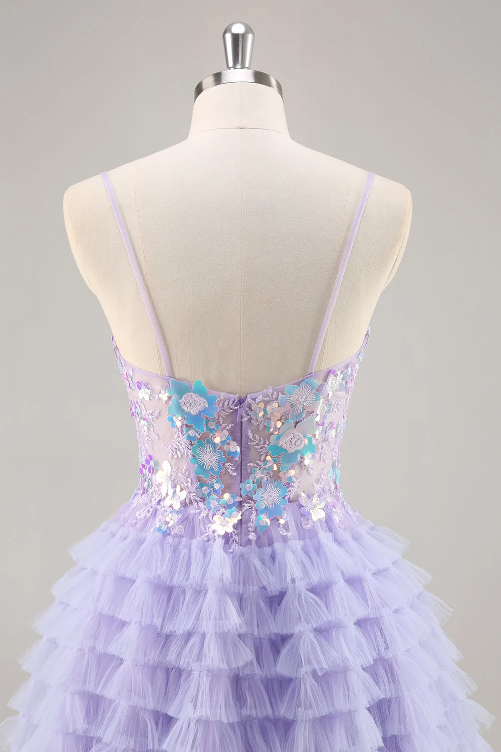 Purple Tulle Tiered A Line Homecoming Dress with Appliques sold by Zapaka product image thumbnail 5