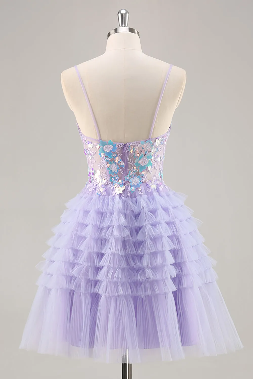 Purple Tulle Tiered A Line Homecoming Dress with Appliques sold by Zapaka product image thumbnail 2