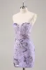 Strapless Beaded Bodycon Purple Homecoming Dress with Appliques sold by Zapaka