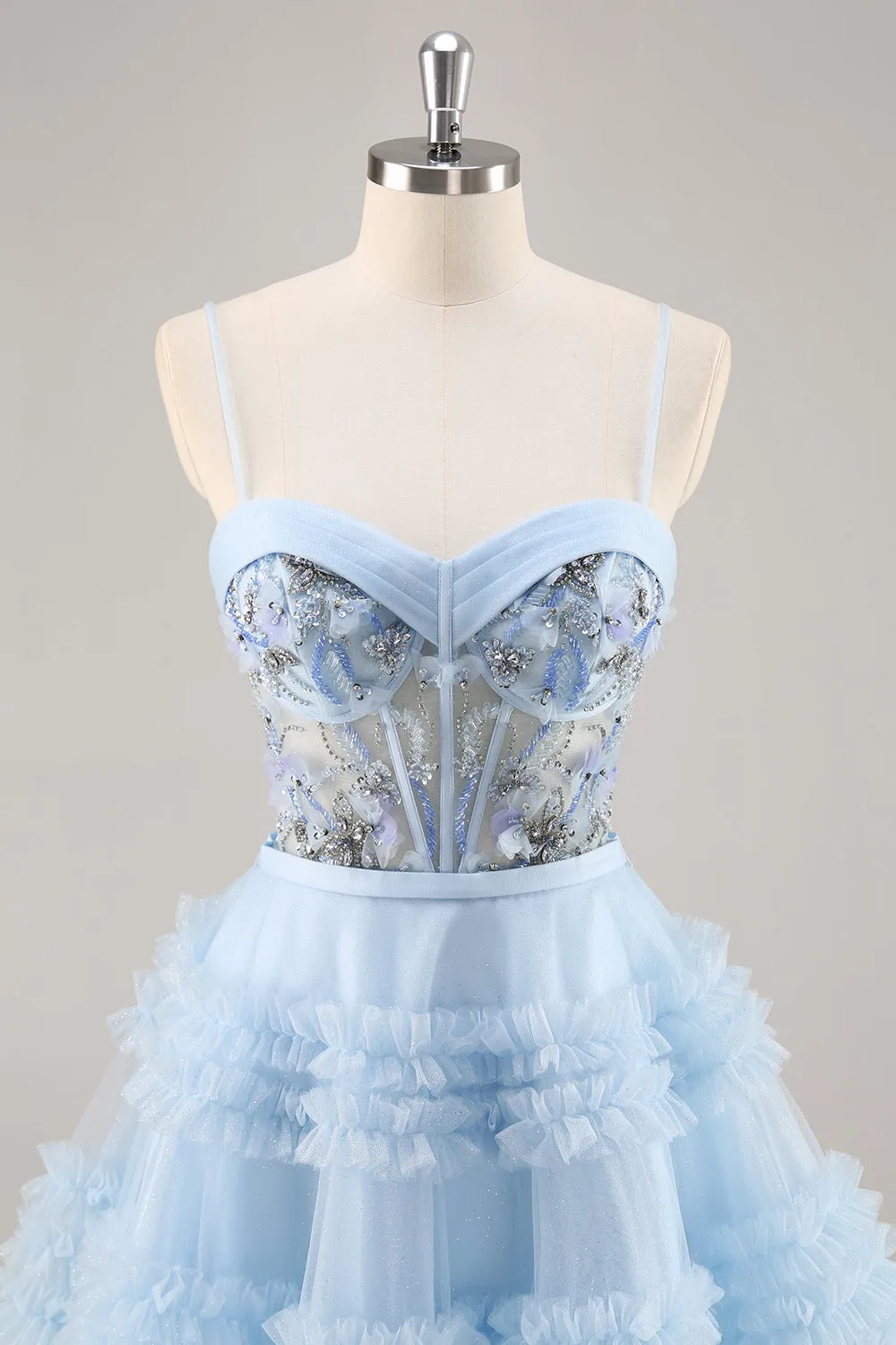Blue Beaded A Line Corset Homecoming Dress sold by Zapaka product image thumbnail 4