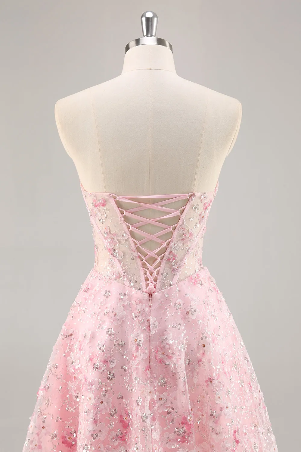 Pink Corset A Line Strapless Homecoming Dress with Appliques sold by Zapaka product image thumbnail 5