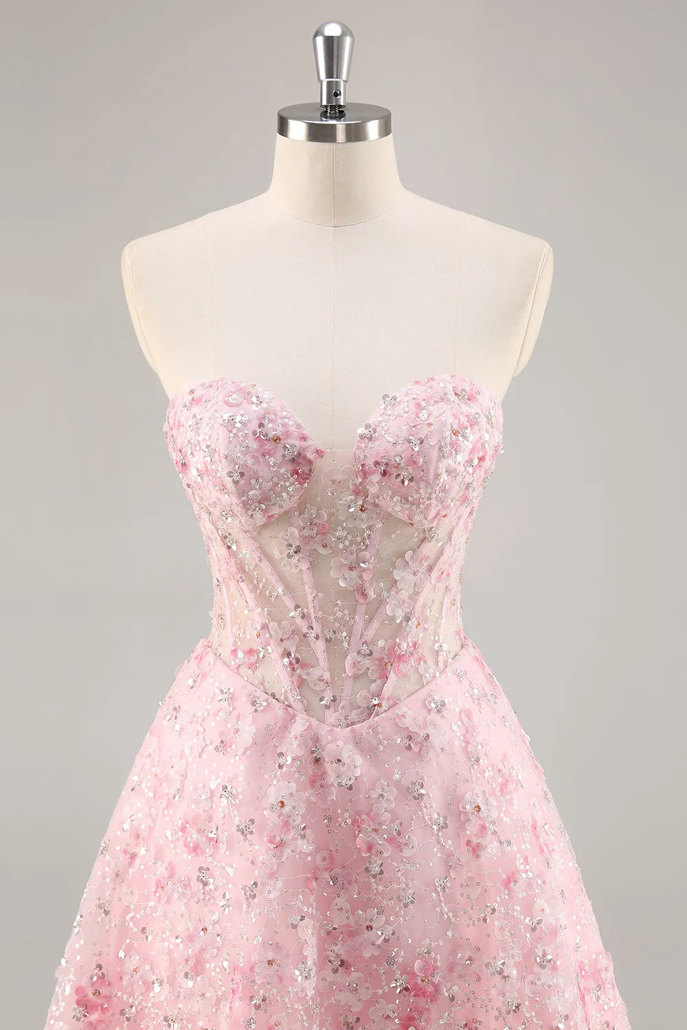 Pink Corset A Line Strapless Homecoming Dress with Appliques sold by Zapaka product image thumbnail 4
