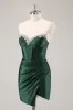 Dark Green Strapless Corset Bodycon Homecoming Dress sold by Zapaka