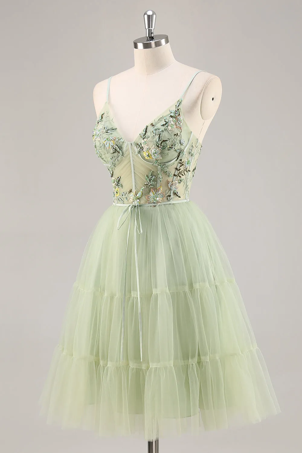 Green Applique Corset A Line Homecoming Dress sold by Zapaka product image thumbnail 3