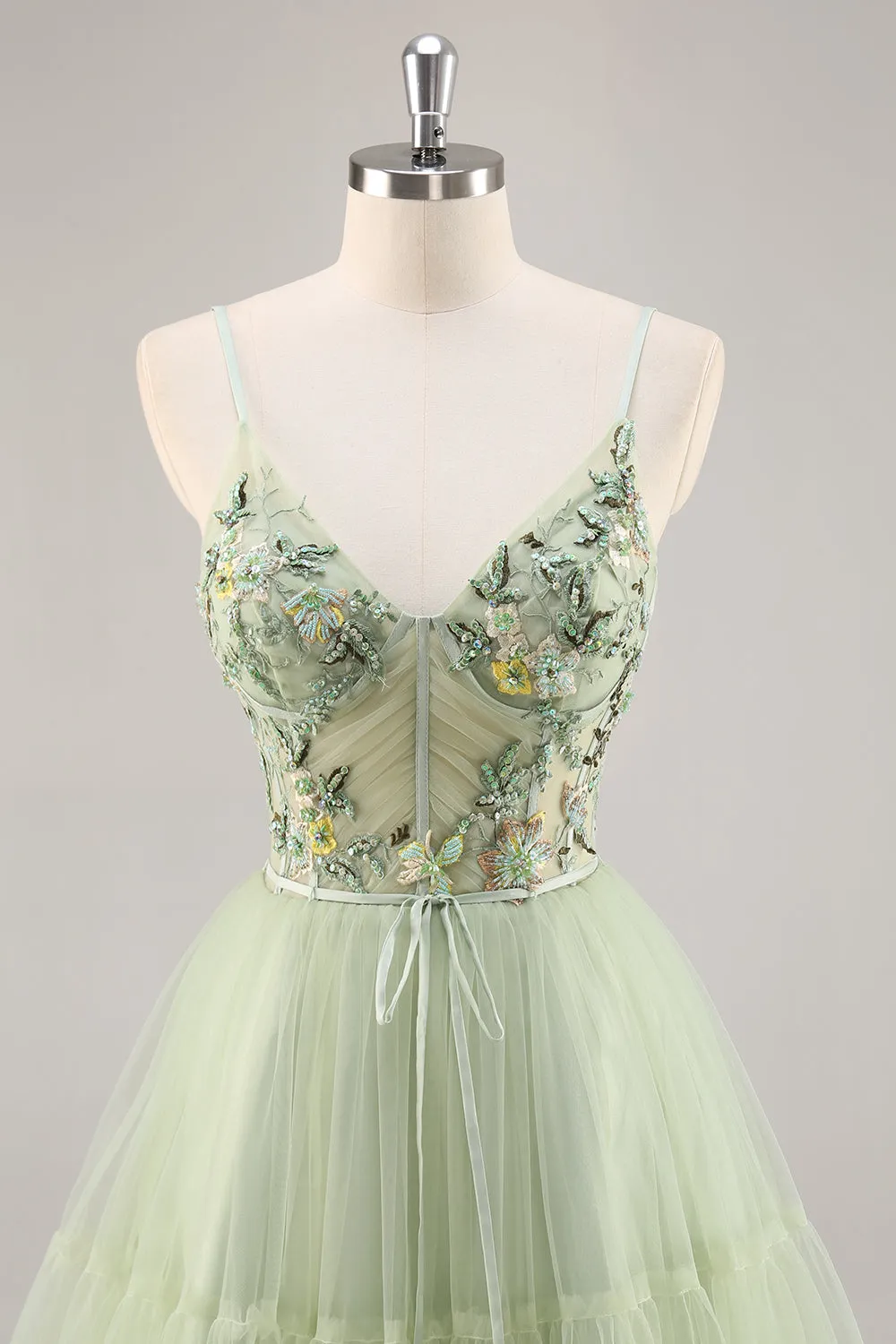 Green Applique Corset A Line Homecoming Dress sold by Zapaka product image thumbnail 4