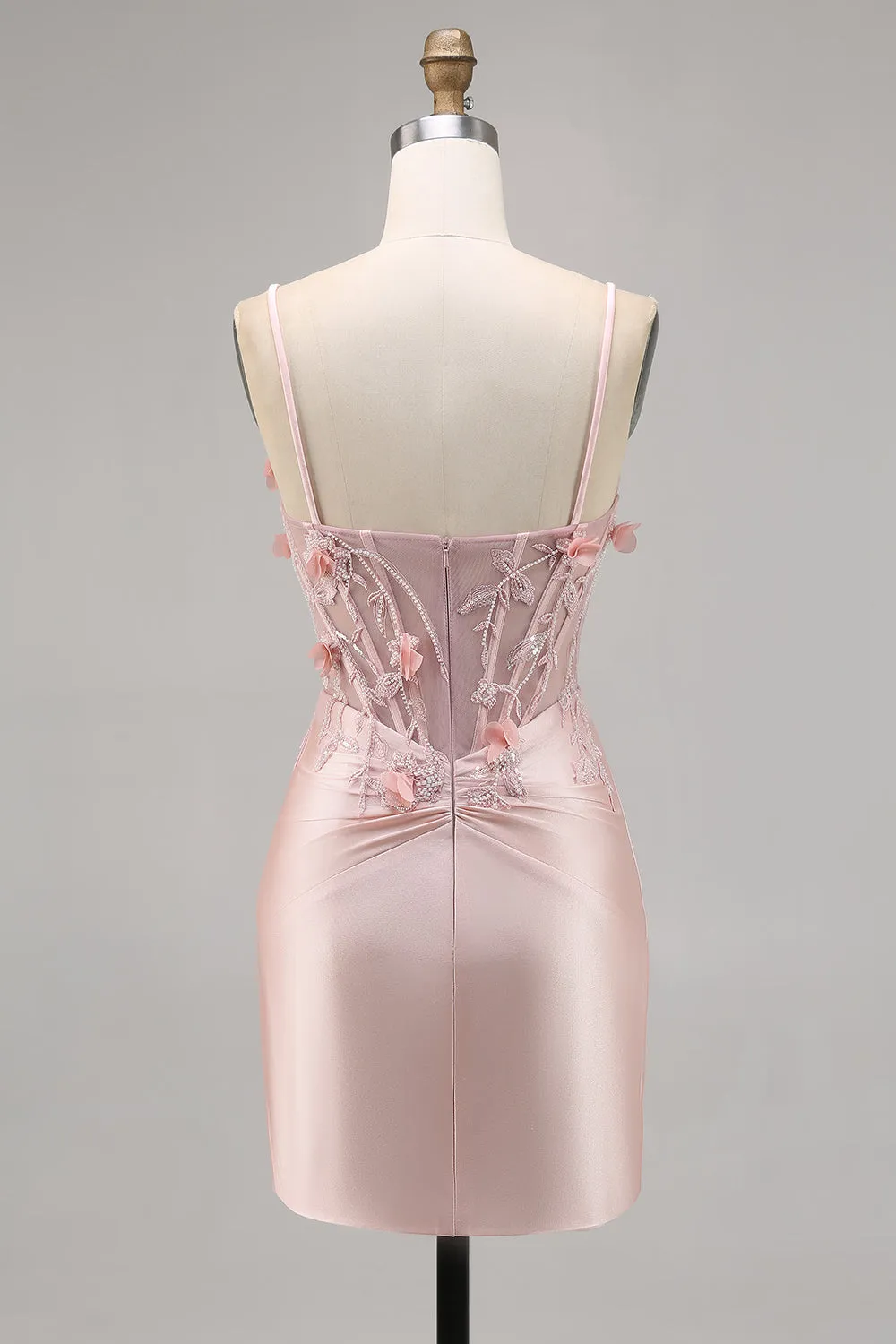 Pink Satin Corset Bodycon Homecoming Dress with Appliques sold by Zapaka product image thumbnail 2