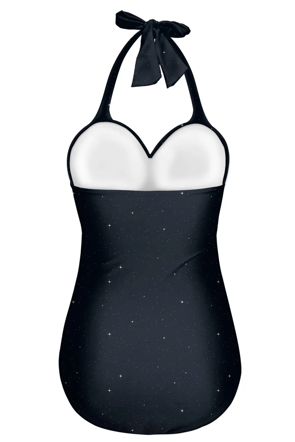 Black One Piece Halter Swimsuit sold by Zapaka product image thumbnail 2