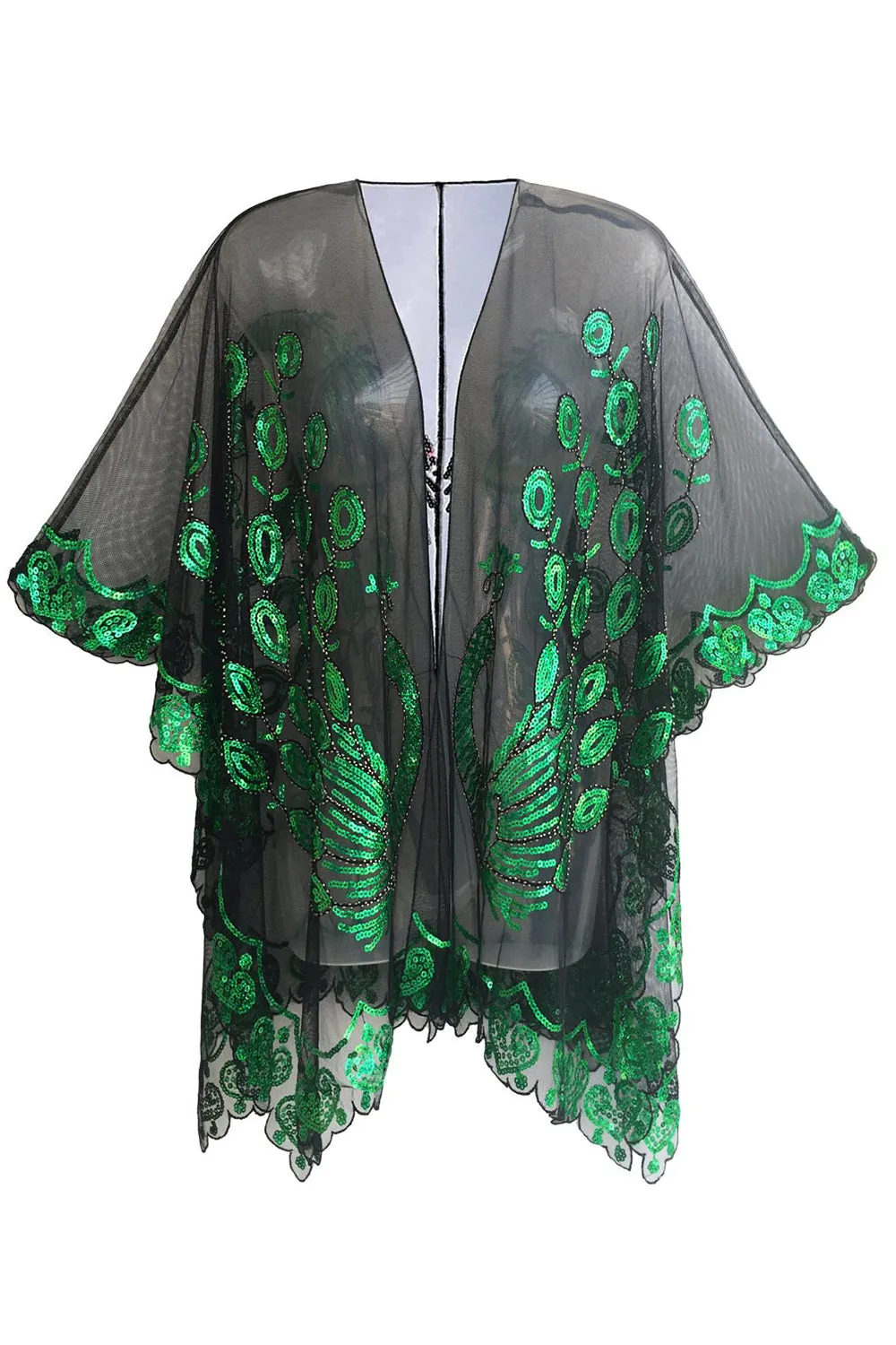Black Sequined Peacock 1920s Cape sold by Zapaka product image thumbnail 5
