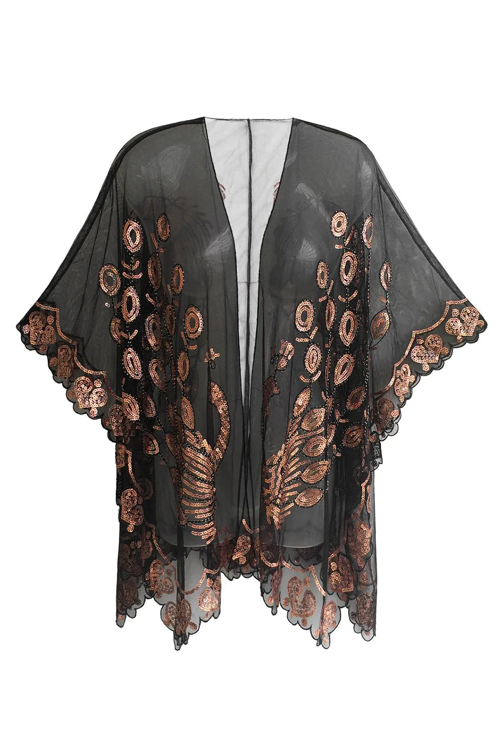 Black Sequined Peacock 1920s Cape sold by Zapaka product image thumbnail 3
