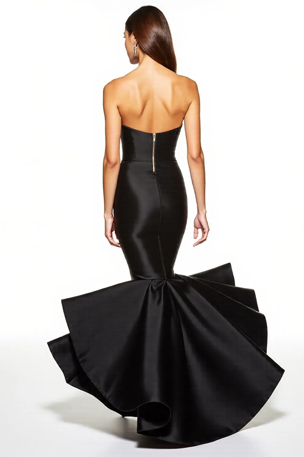 Black Mermaid Strapless Ruffled Long Evening Dress sold by Zapaka product image thumbnail 2