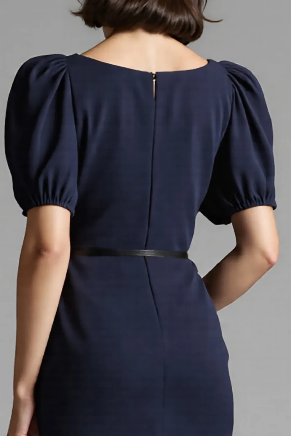 Navy Bodycon Midi Work Dress with Belt sold by Zapaka product image thumbnail 4