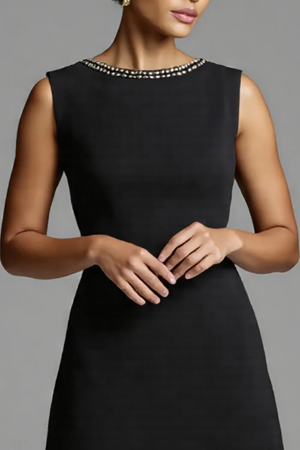 Black and White Satin A Line Midi Work Dress with Ruffles sold by Zapaka product image thumbnail 3