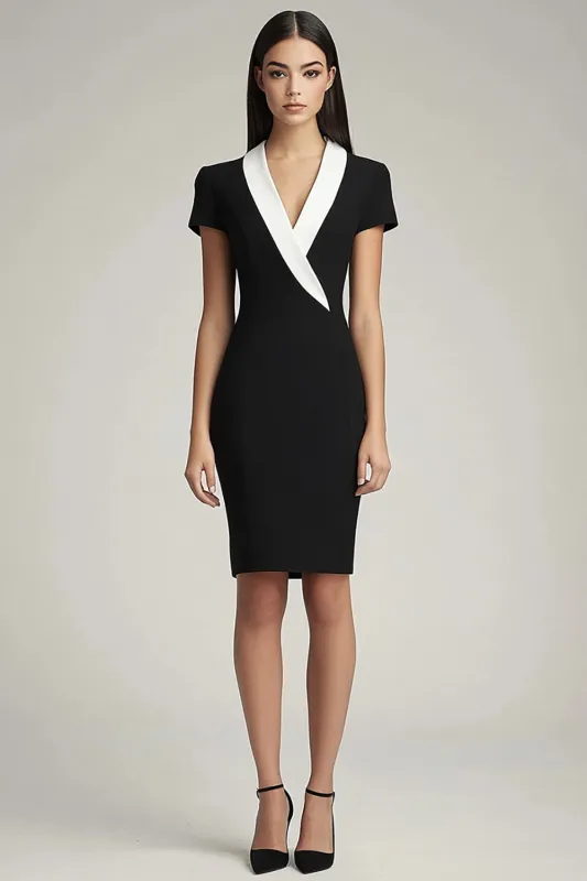 Black and White Bodycon Satin Short Work Blazer Dress sold by Zapaka