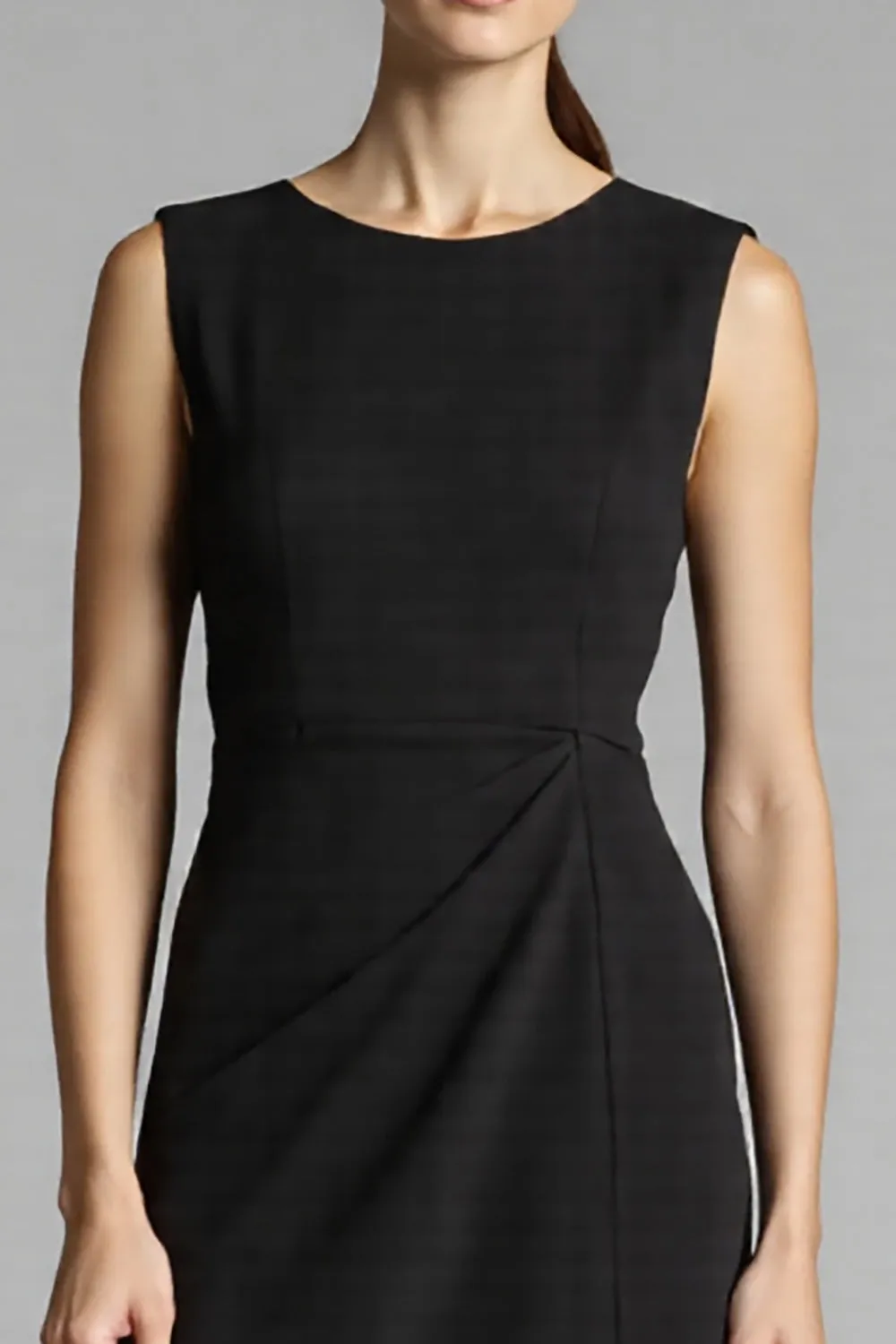 Black Satin A Line Midi Work Dress with Ruffles sold by Zapaka product image thumbnail 3