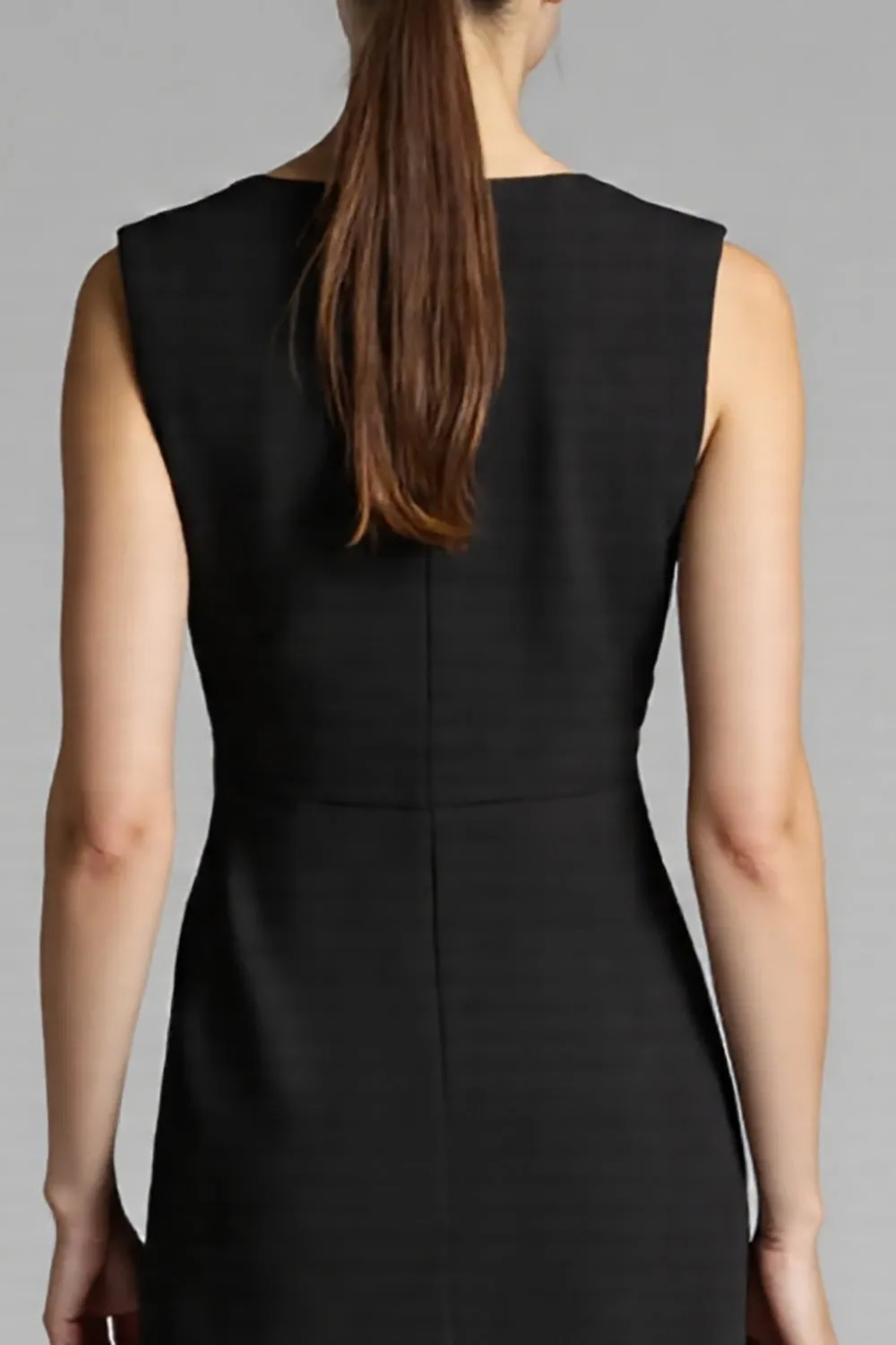 Black Satin A Line Midi Work Dress with Ruffles sold by Zapaka product image thumbnail 4